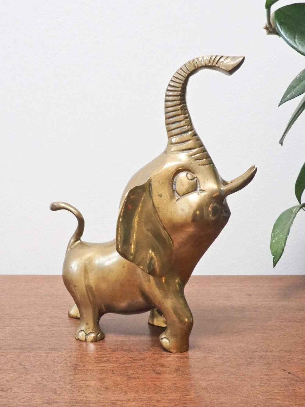 Vtg Brass Elephant - 8.25" Tall - Vintage Large Head Brass Elephant